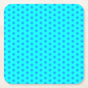 Posavasos Cuadrado De Papel Icy Aqua y Blue Snflake Pattern