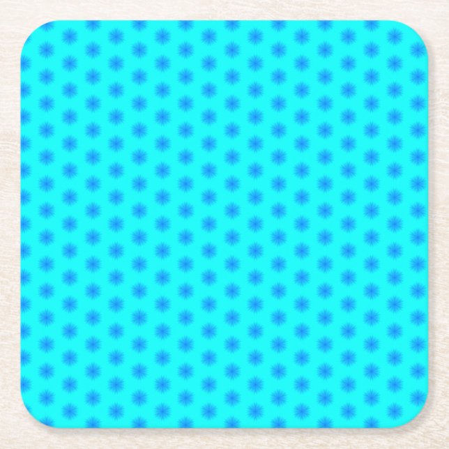 Posavasos Cuadrado De Papel Icy Aqua y Blue Snflake Pattern (Anverso)