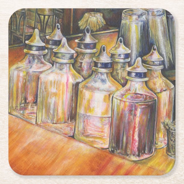 Posavasos Cuadrado De Papel Ideografía de la luz dorada (Anverso)