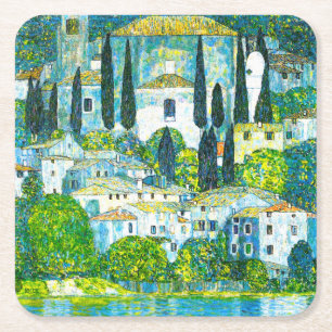 Posavasos Cuadrado De Papel Iglesia en Cassone Gustav Klimt