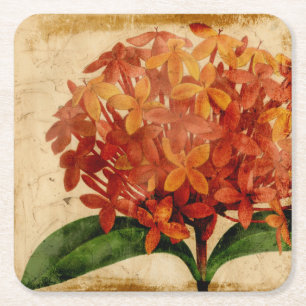 Posavasos Cuadrado De Papel III floral vibrante