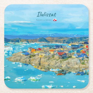 Posavasos Cuadrado De Papel Ilulissat, Groenlandia - Ciudad de los Icebergs