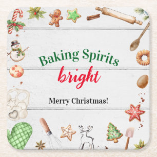 Posavasos Cuadrado De Papel Iluminando Espíritus Brillantes Navidad