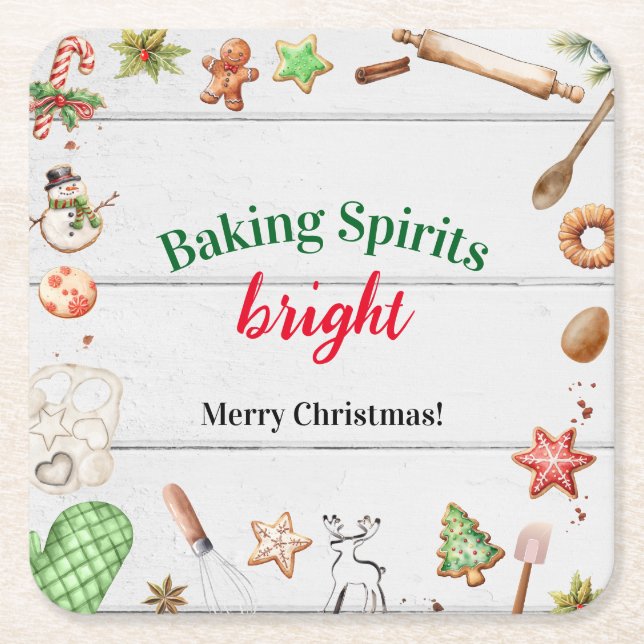 Posavasos Cuadrado De Papel Iluminando Espíritus Brillantes Navidad (Anverso)