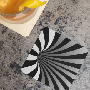 Posavasos Cuadrado De Papel Ilusión óptica hipnótica vórtice negro