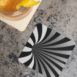 Posavasos Cuadrado De Papel Ilusión óptica hipnótica vórtice negro