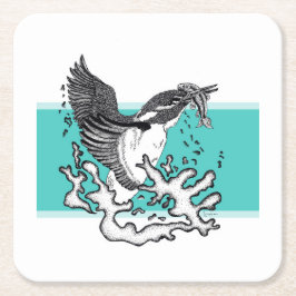 Posavasos Cuadrado De Papel Ilustracion blanco y negro de Kingfisher