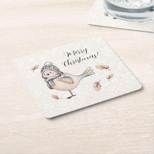 Posavasos Cuadrado De Papel Ilustracion de espárragos de invierno (En perspectiva)