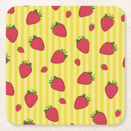 Posavasos Cuadrado De Papel Ilustracion de fresas