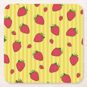 Posavasos Cuadrado De Papel Ilustracion de fresas