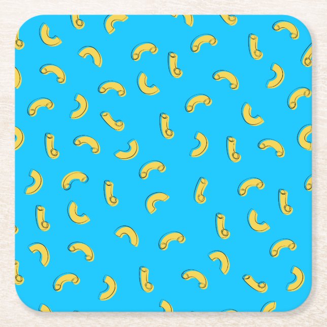 Posavasos Cuadrado De Papel Ilustración de Macarrones con Queso (Anverso)