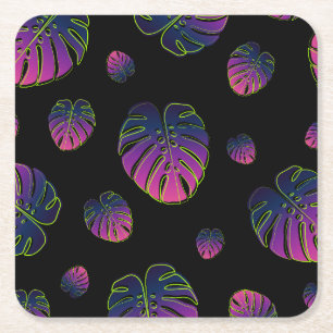 Posavasos Cuadrado De Papel Ilustración de patrón de hoja tropical de Monstera