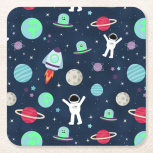 Posavasos Cuadrado De Papel Ilustración de patrón espacial