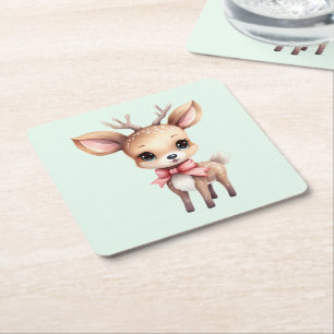 Posavasos Cuadrado De Papel Ilustracion de Personalizado de ciervos para bebés