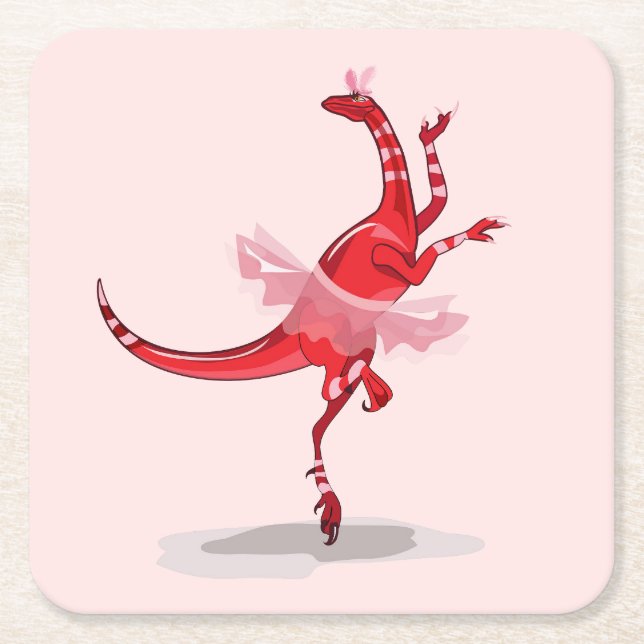 Posavasos Cuadrado De Papel Ilustracion De Una Ballerina Bailando Raptor. (Anverso)