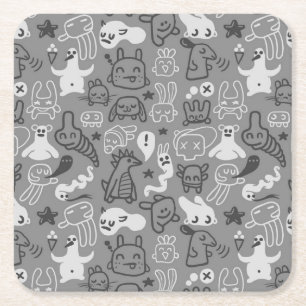 Posavasos Cuadrado De Papel ilustracion del modelo de los doodles