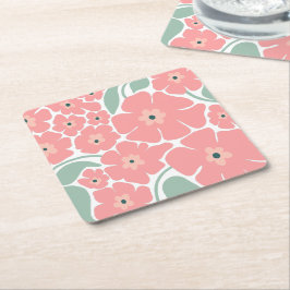 Posavasos Cuadrado De Papel Ilustración floral
