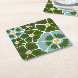 Posavasos Cuadrado De Papel Ilustración floral