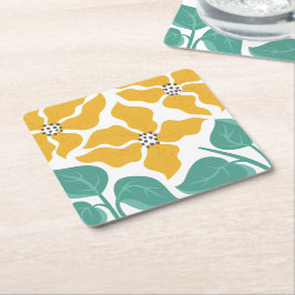 Posavasos Cuadrado De Papel Ilustración floral