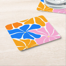 Posavasos Cuadrado De Papel Ilustración floral