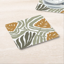 Posavasos Cuadrado De Papel Ilustración floral