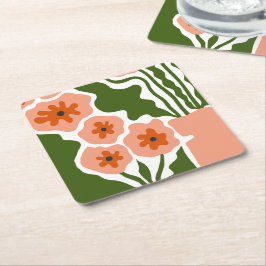 Posavasos Cuadrado De Papel Ilustración floral