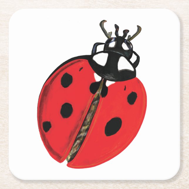 Posavasos Cuadrado De Papel Ilustracion Lady Bug (Anverso)
