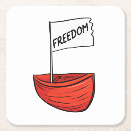 Posavasos Cuadrado De Papel Ilustracion Nautical Freedom Boat