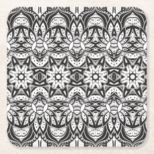 Posavasos Cuadrado De Papel Ilustracion tribal inspirado del estilo