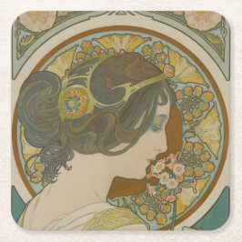 Posavasos Cuadrado De Papel Imagen de Alphonse Mucha