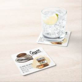 Posavasos Cuadrado De Papel Imagen encantadora Café para los amantes del café 