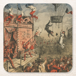 Posavasos Cuadrado De Papel Imagen Humorística De Un Perforador Teatral