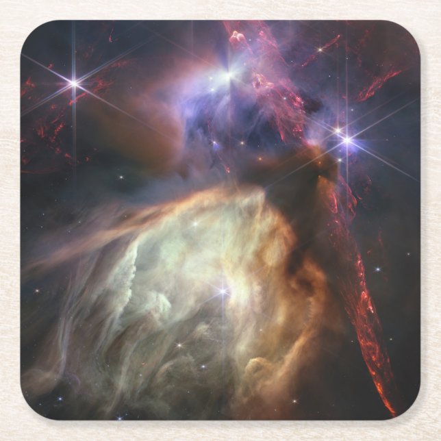 Posavasos Cuadrado De Papel Imagen JWST de las estrellas de Rho Ophiuchi (Anverso)