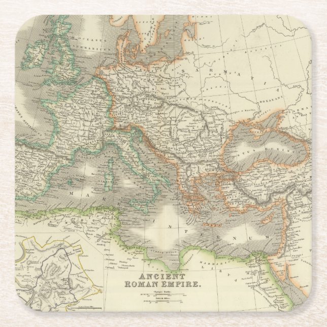 Posavasos Cuadrado De Papel Imperio romano antiguo (Anverso)