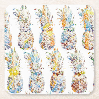 Posavasos Cuadrado De Papel Impresión coloreada de piña