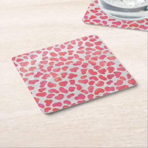 Posavasos Cuadrado De Papel Impresión dálmata rosa y blanca