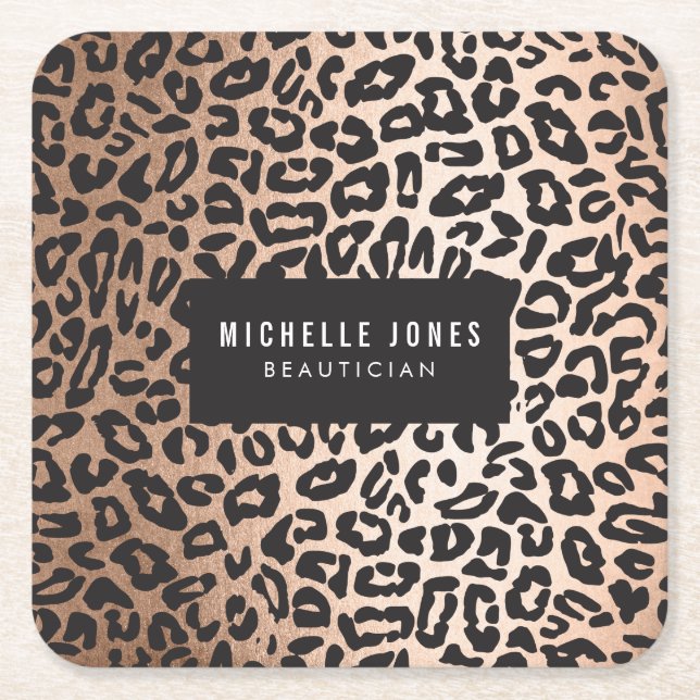 Posavasos Cuadrado De Papel Impresión de animales Glam Leopard (Anverso)