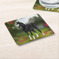 Impresión de caballo árabe negro