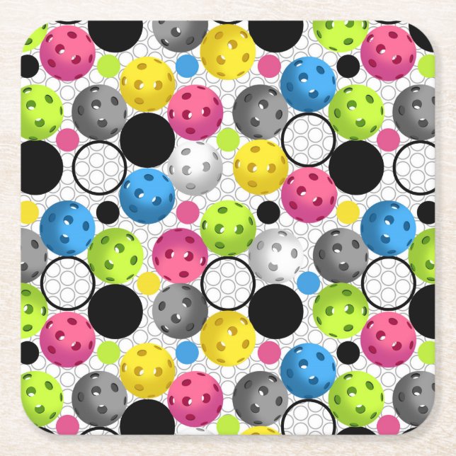 Posavasos Cuadrado De Papel Impresión de Pickleball (Anverso)