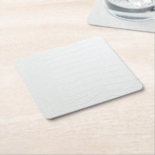 Posavasos Cuadrado De Papel Impresión de piel de cocodrilo blanca