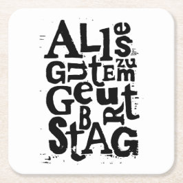 Posavasos Cuadrado De Papel Impresión en chino alemán "Feliz cumpleaños"