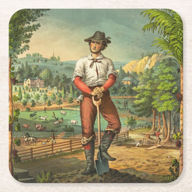 Posavasos Cuadrado De Papel Impresión promocional para miembros de Grange (Anverso)