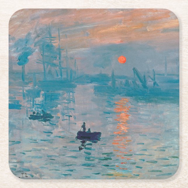 Posavasos Cuadrado De Papel Impresión Sunrise clausura monet impresionist (Anverso)