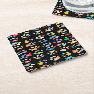 Posavasos Cuadrado De Papel Impresiones coloreadas de pata