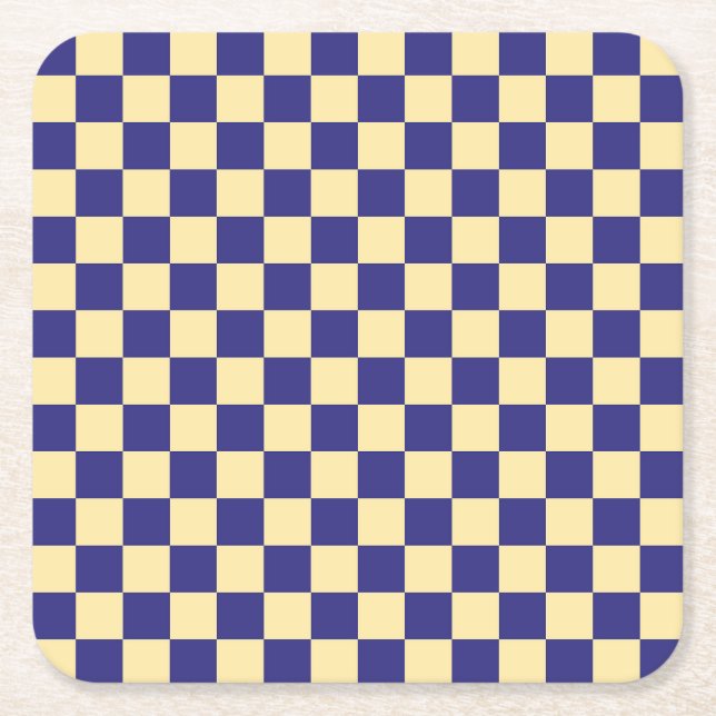 Posavasos Cuadrado De Papel Indigo and butter checkerboard pattern (Anverso)