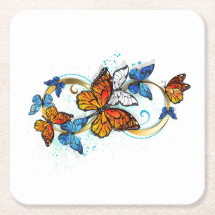 Posavasos Cuadrado De Papel Infinidad de Mariposas Monarca