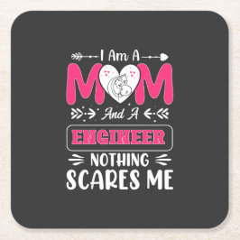 Posavasos Cuadrado De Papel Ingeniera divertida mamá, ingeniera mamá