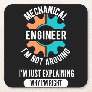 Posavasos Cuadrado De Papel Ingeniero Mecánico Gracioso, Ingeniería Mecánica