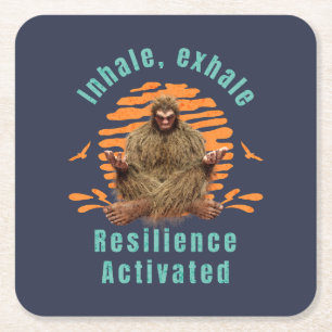 Posavasos Cuadrado De Papel Inhala, Exhala Resiliencia Activada Bigfoot
