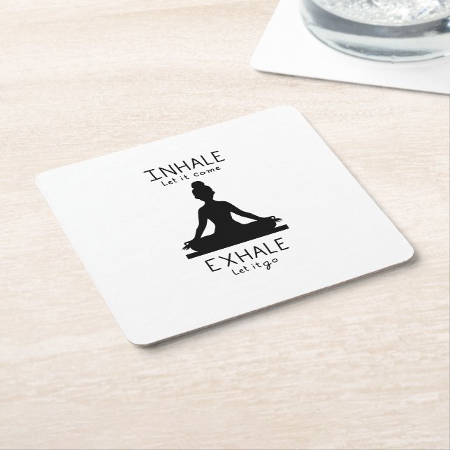 Posavasos Cuadrado De Papel Inhale Exhale Yoga (En perspectiva)